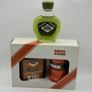 Vintage Aqua Velva After Shave Frost Lime and Musk & Deodorant New Glass Bottle